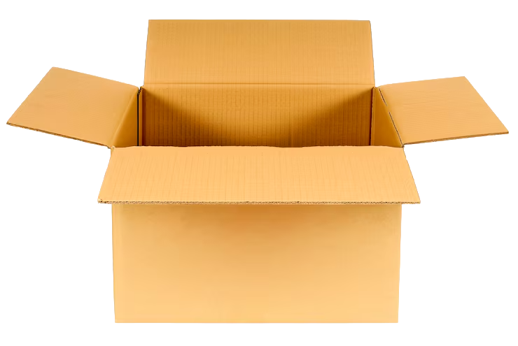 Open corrugated shipping box, ready to pack