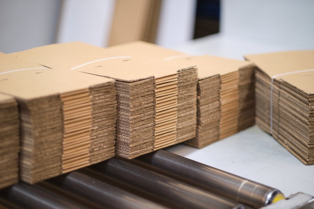 Stacked die-cut, creased box blanks